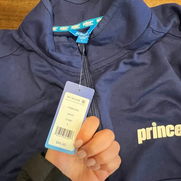 Prince Pickleball Men's Ponte 1/4 Zip Quarter Zip Pullover - Navy Blue L - Picture 4 of 5